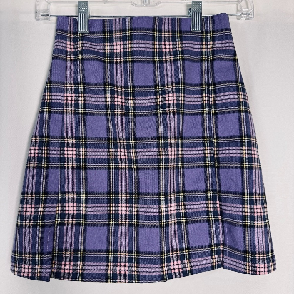 Womens Brandy Melville John Galt Purple Plaid Cara Skirt Sz S Preppy Grunge Goth